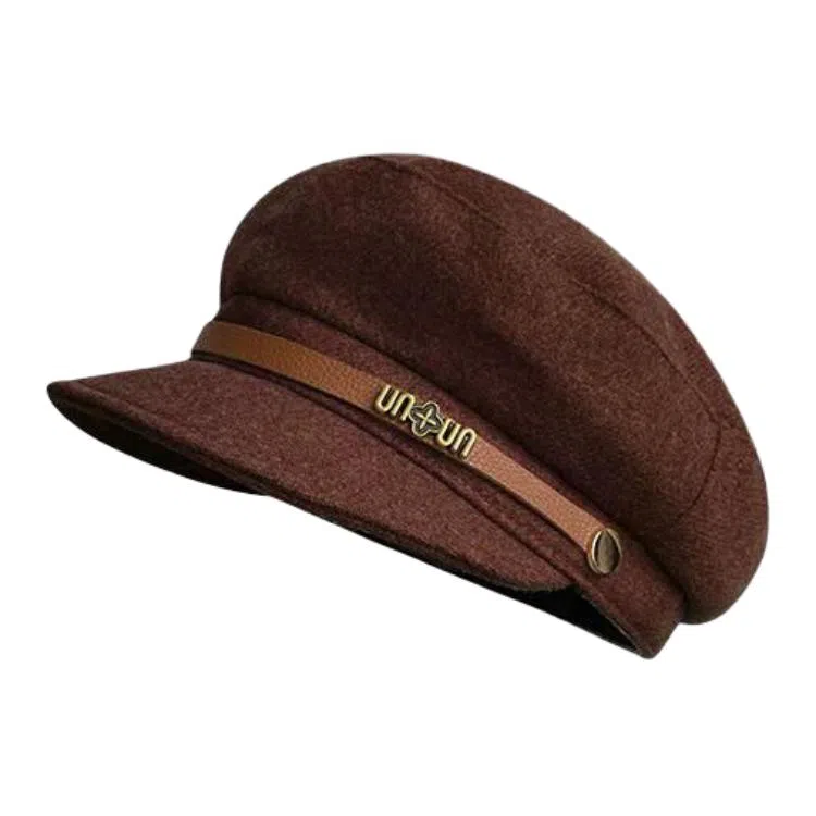 艾佳微 英伦风八角帽显脸小日系大头围百搭 毛呢 贝雷帽 男女同款情侣款