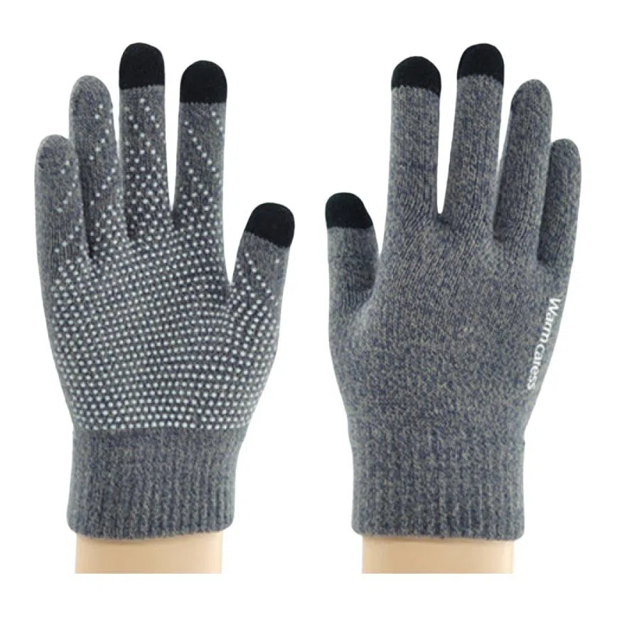 艾佳微 【保暖必备】触屏男士加绒加厚防滑保暖韩版大学生通用 毛线 绒线手套 男女同款情侣款