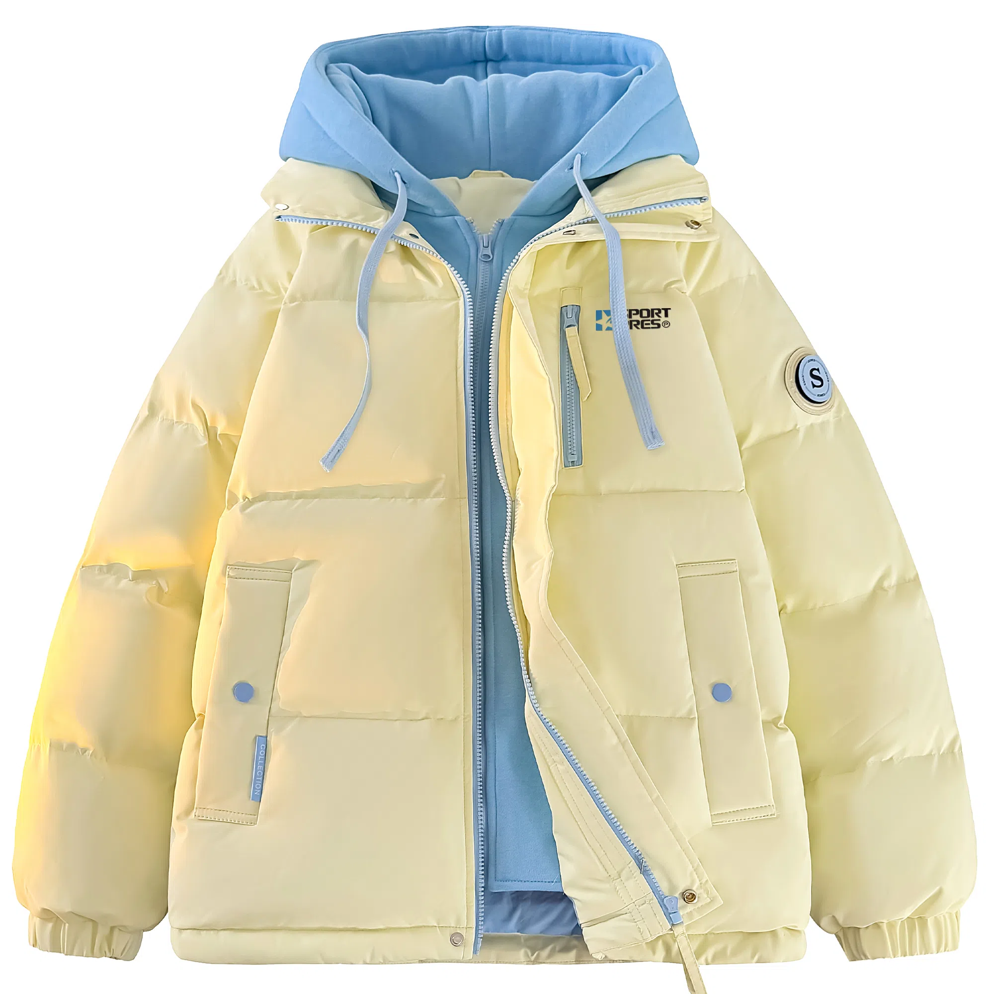 PRESSURE Basic Retro Hooded Puffer Jacket