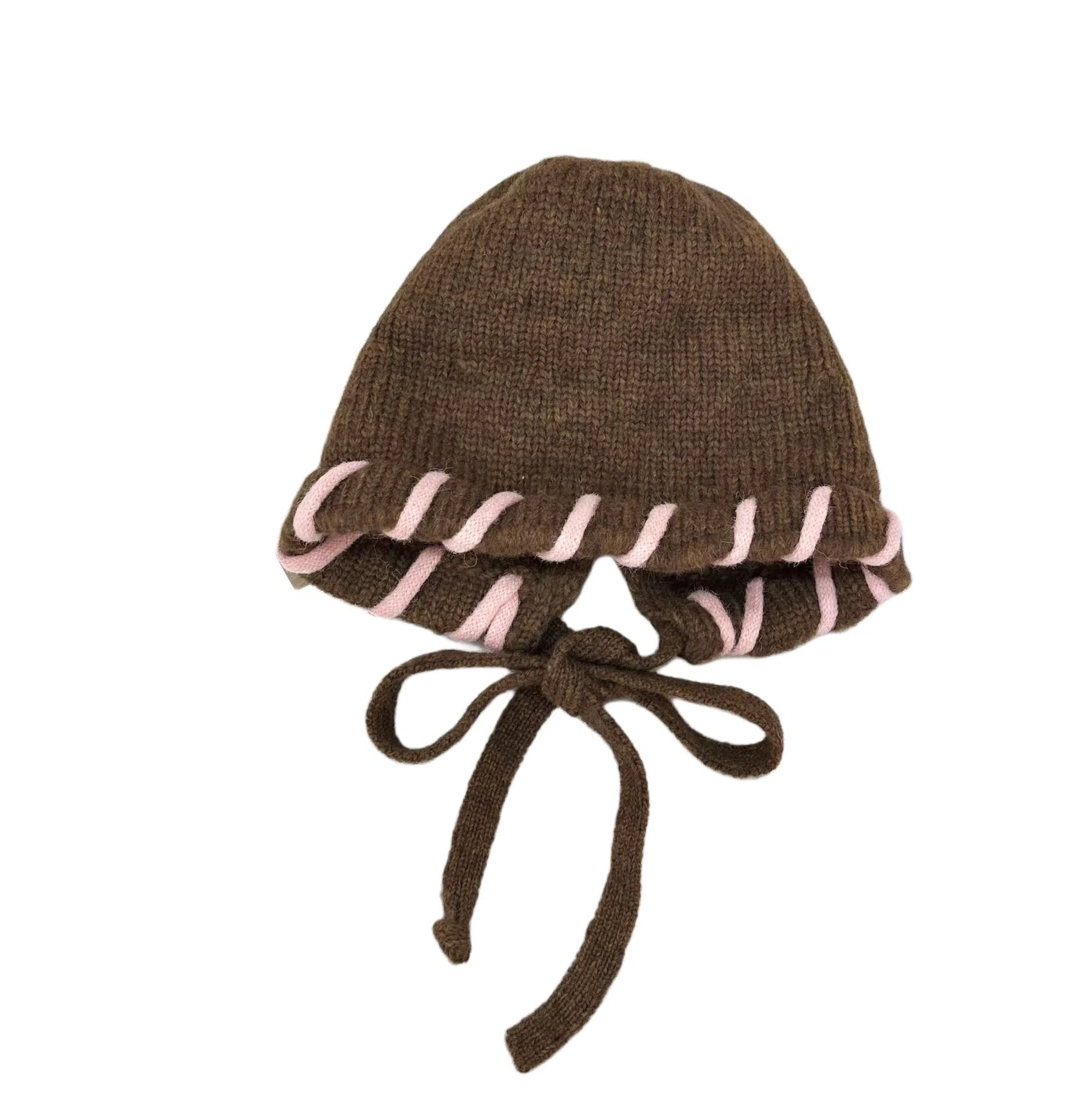 艾佳微 锁边拼色冷帽可爱针织护耳防风保暖慵懒风 腈纶 绒线帽 男女同款情侣款