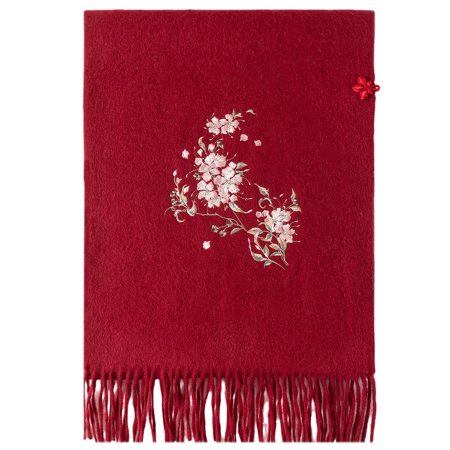 上海故事 刺绣珠绣盘精致柔软优雅扣两用 绵羊毛 绒线围巾 女款