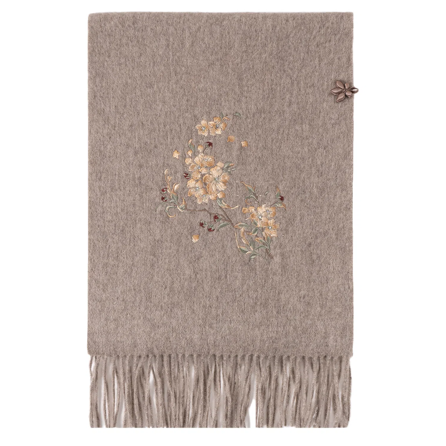 上海故事 刺绣珠绣盘精致柔软优雅扣两用 绵羊毛 绒线围巾 女款