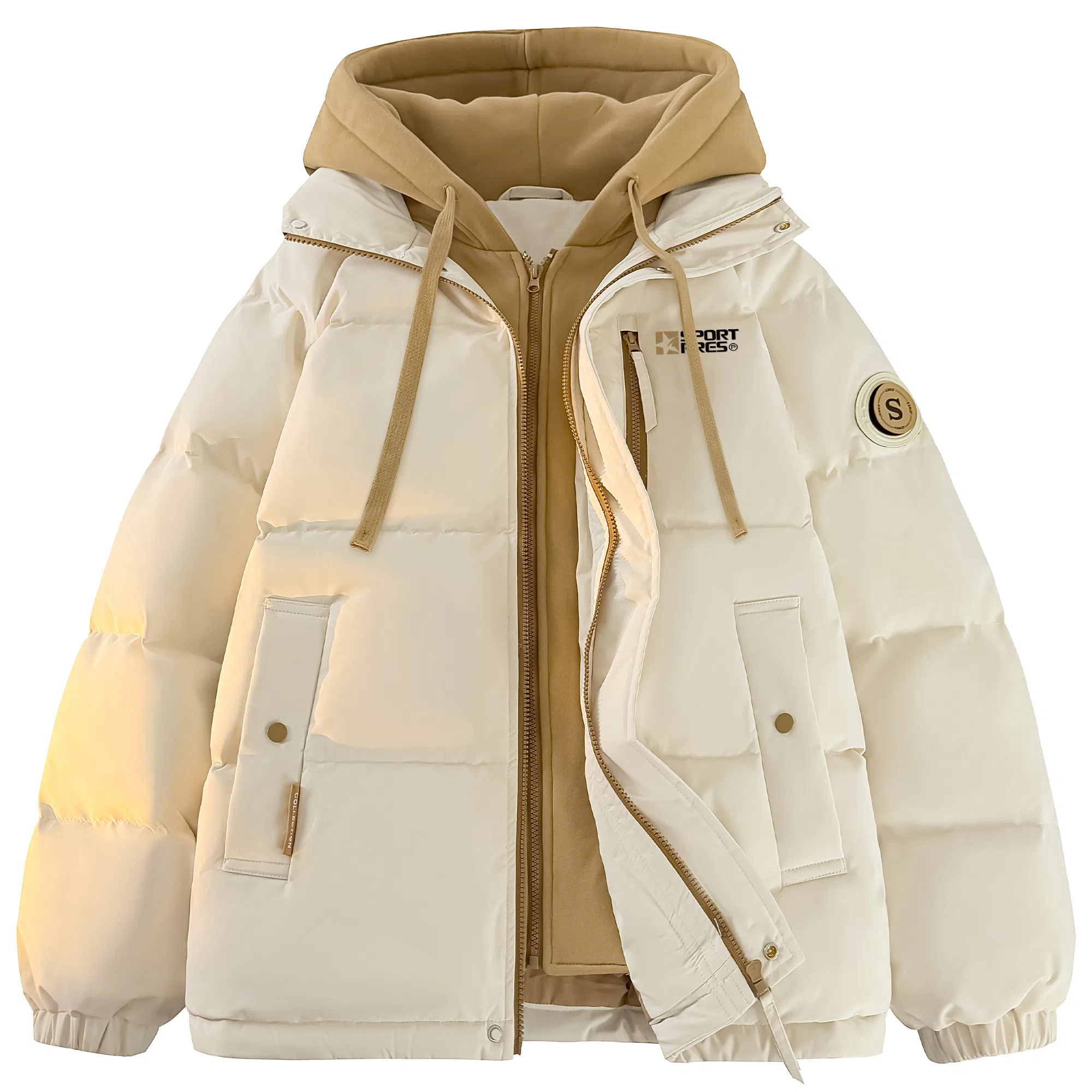 PRESSURE Basic Retro Hooded Puffer Jacket