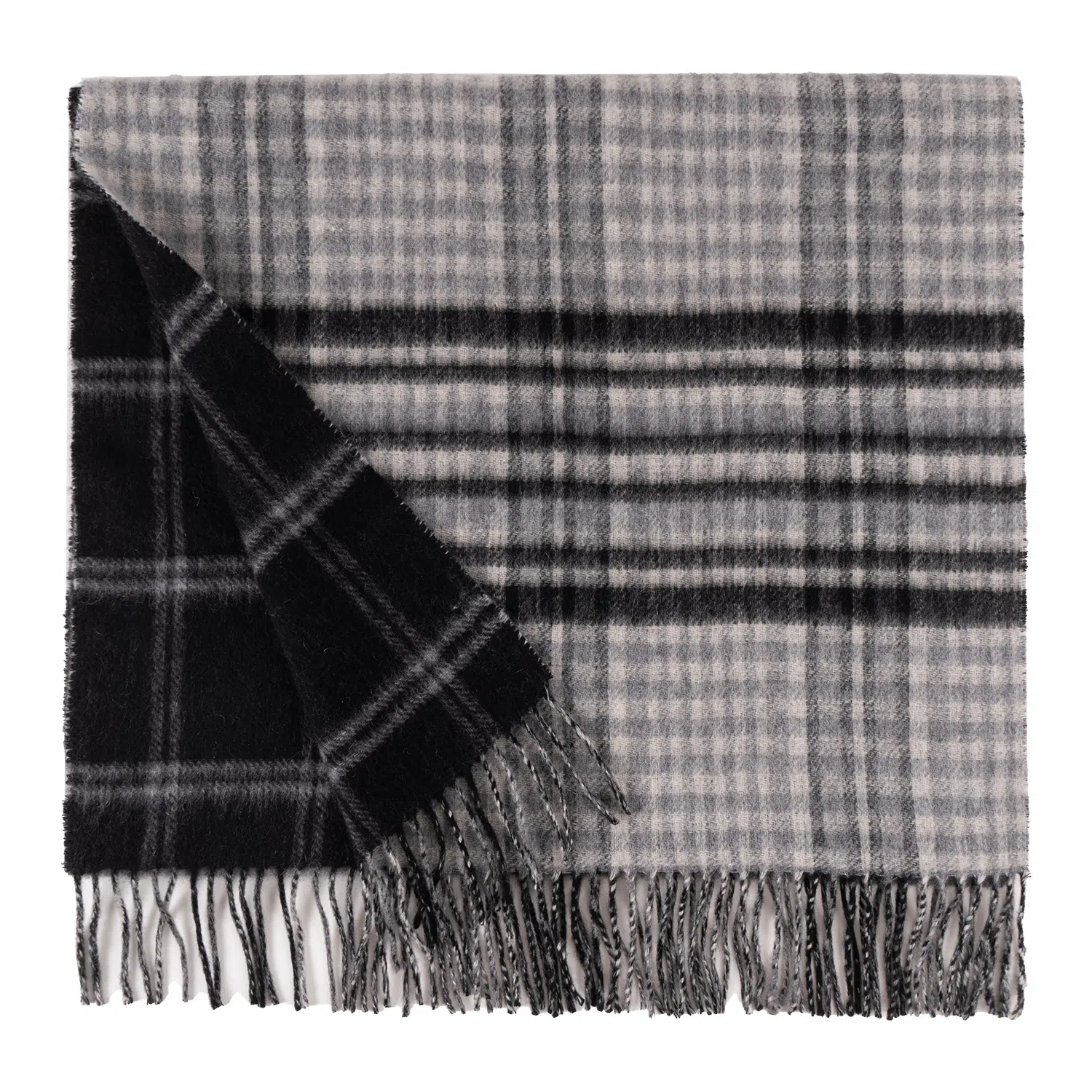 上海故事 加双面温暖时尚休闲格纹大方长辈礼盒 山羊绒 绒线围巾 男女同款情侣款