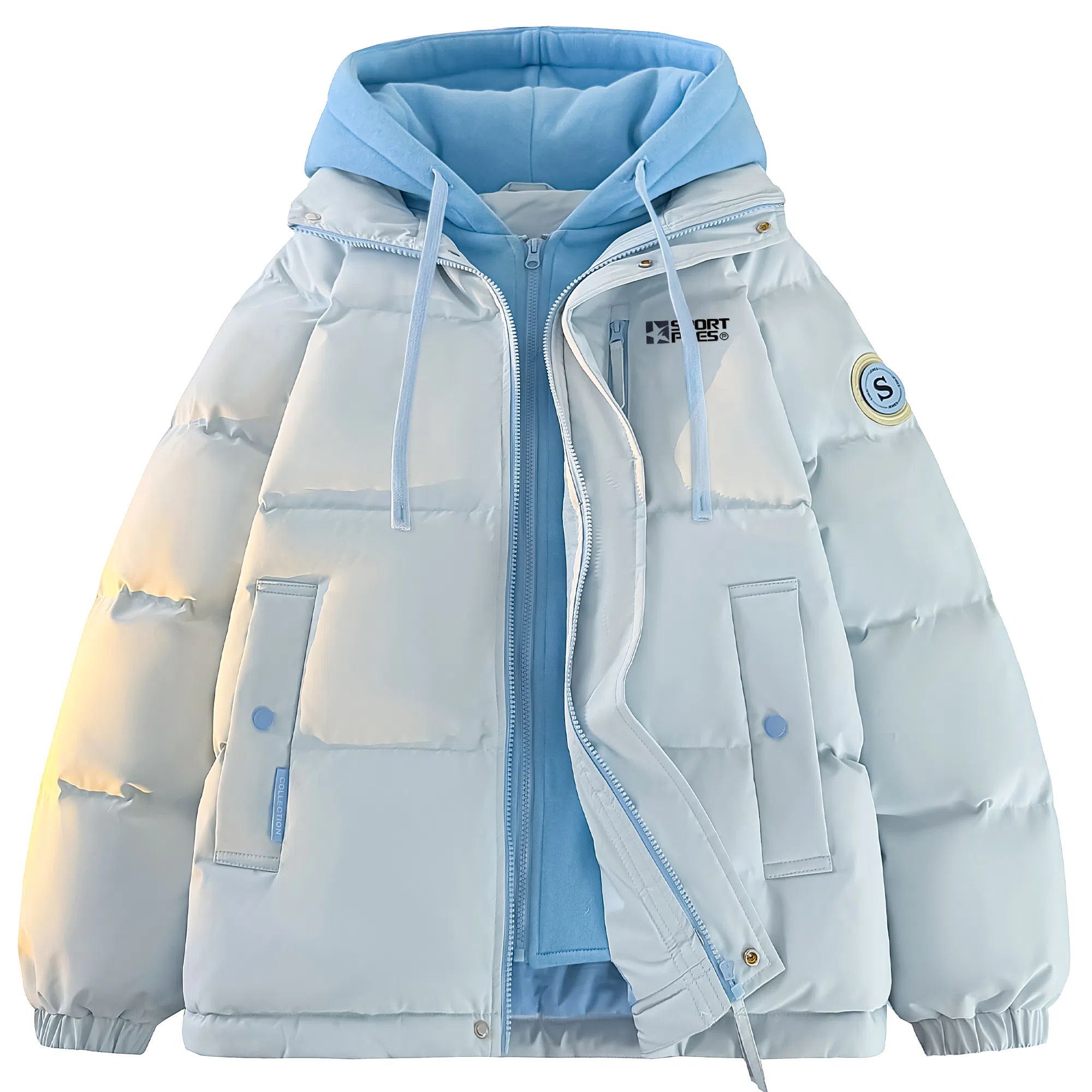 PRESSURE Basic Retro Hooded Puffer Jacket