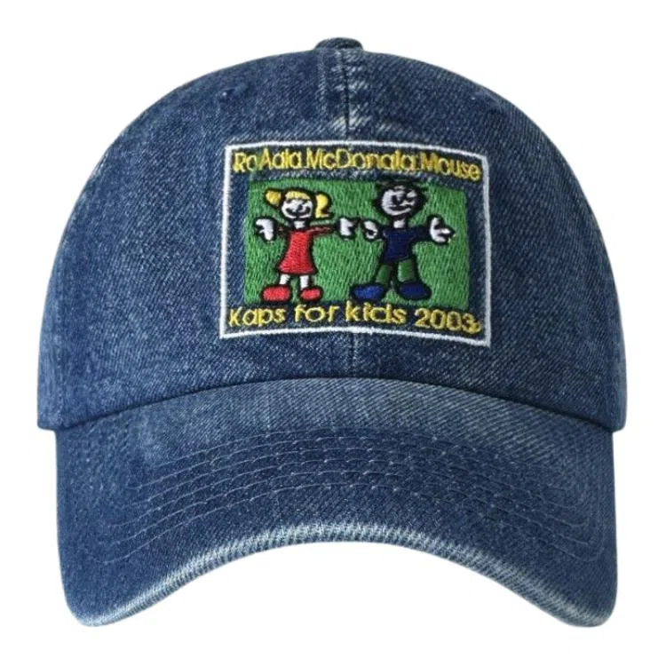 艾佳微 水洗小众复古做旧大头围显脸小休闲宽帽檐 牛仔布 鸭舌帽 男女同款情侣款