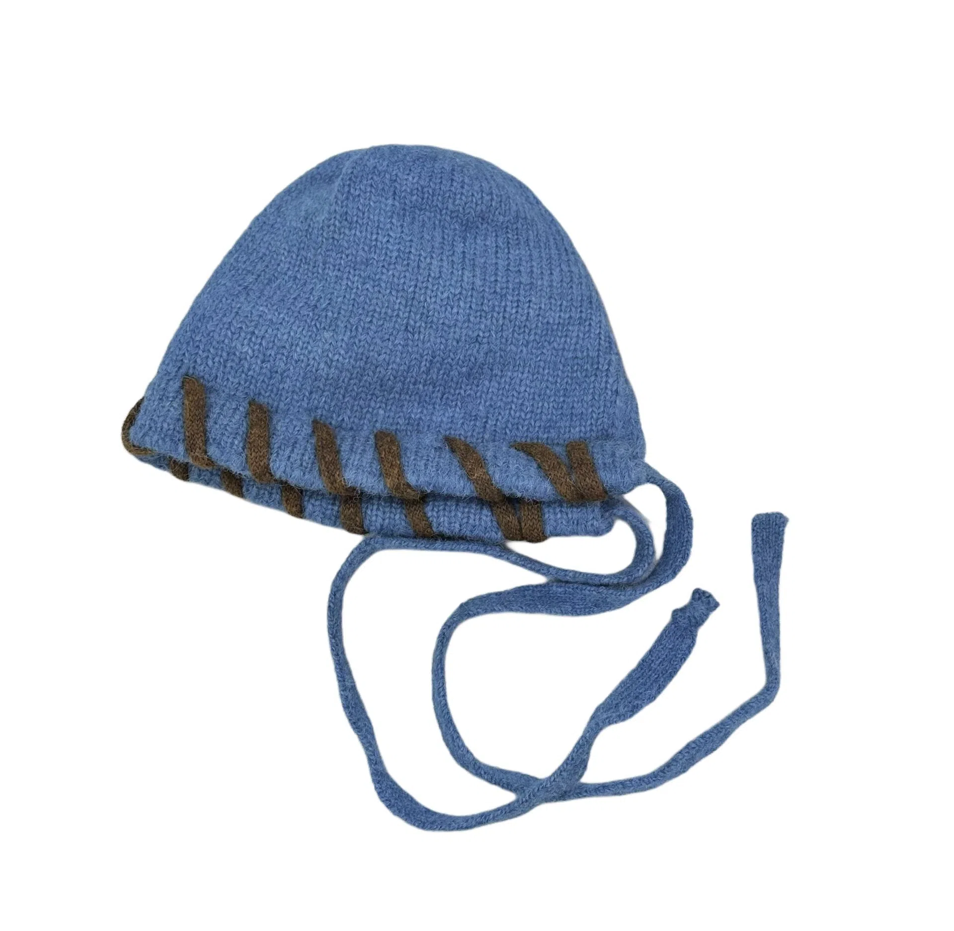 艾佳微 锁边拼色冷帽可爱针织护耳防风保暖慵懒风 腈纶 绒线帽 男女同款情侣款