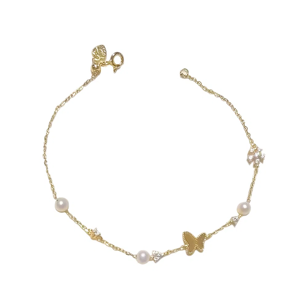 希遇 蝶栖心间 优雅可爱个性小众设计 日常通勤百搭 精致设计高级感竹节配饰 好运# 合金 手链 女款