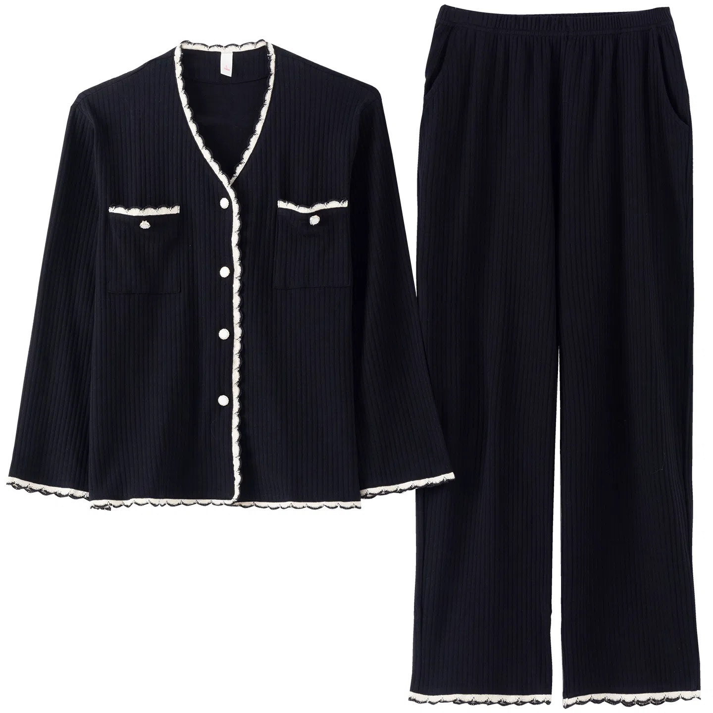 莫代尔 舒适柔软亲肤细腻翻领开衫个性时尚气质百搭不易起球家居服可外穿睡衣套装 女款