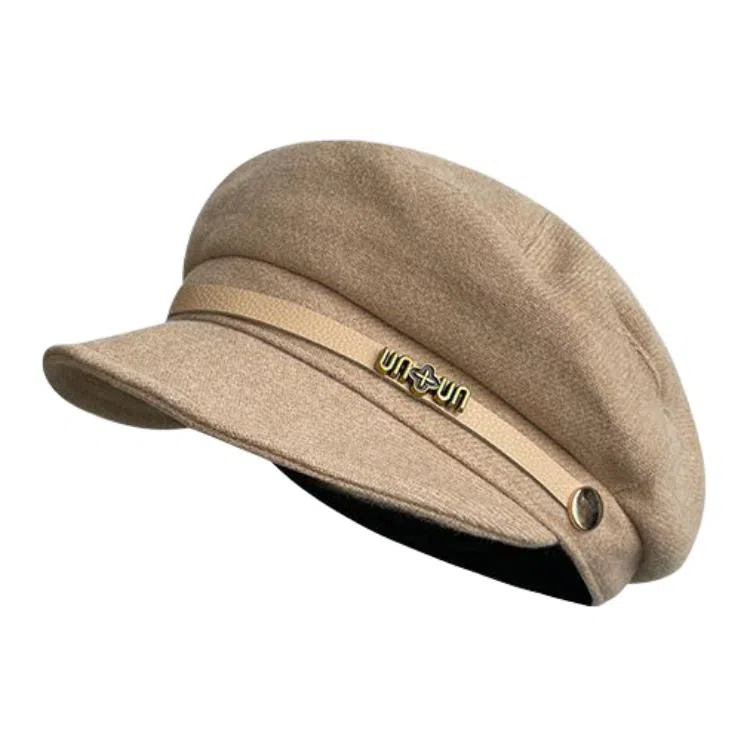 艾佳微 英伦风八角帽显脸小日系大头围百搭 毛呢 贝雷帽 男女同款情侣款