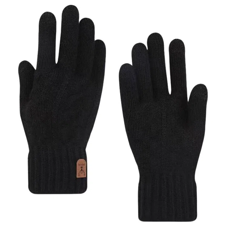 艾佳微 触屏加绒防寒毛线针织五指骑行提花保暖户外 羊驼绒 绒线手套 男女同款情侣款