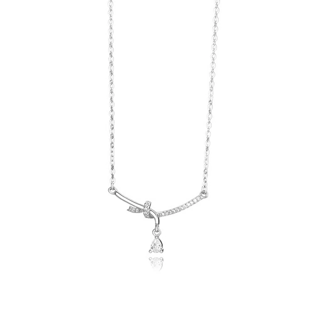 【S925银 高品质】 七七银饰 流光缎语绳结 时尚简约长期主义高级感 法式闪耀轻奢精致 日常通勒吸睛百搭转运#好运  纯银 项链 女款