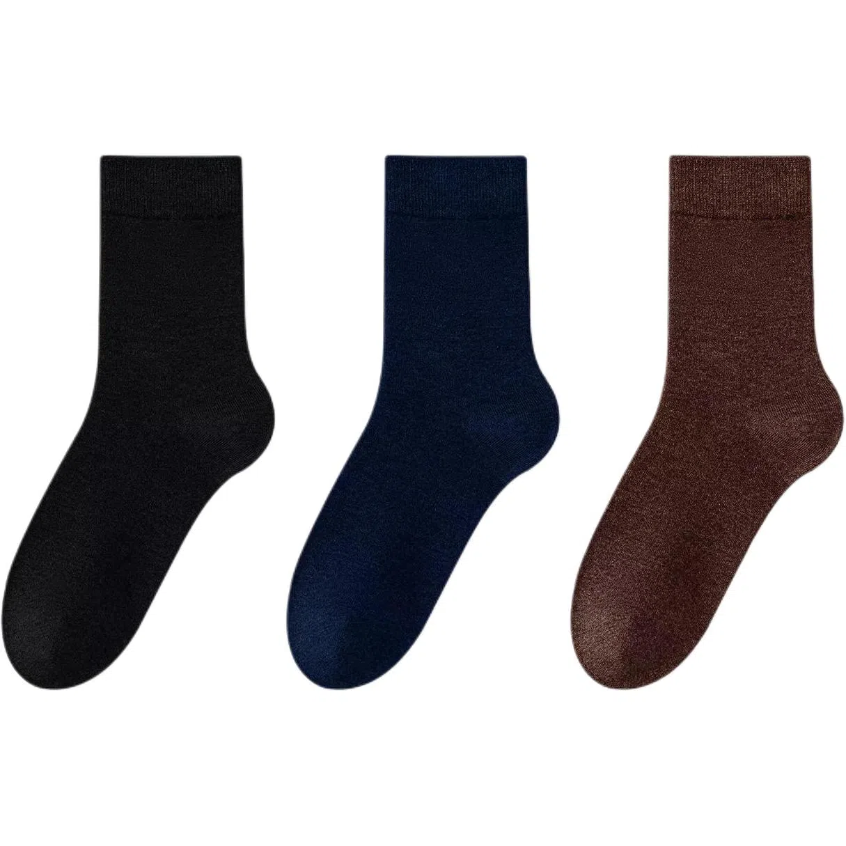 妮轻 羊毛秋冬季美利奴纯色简约中筒袜 男款