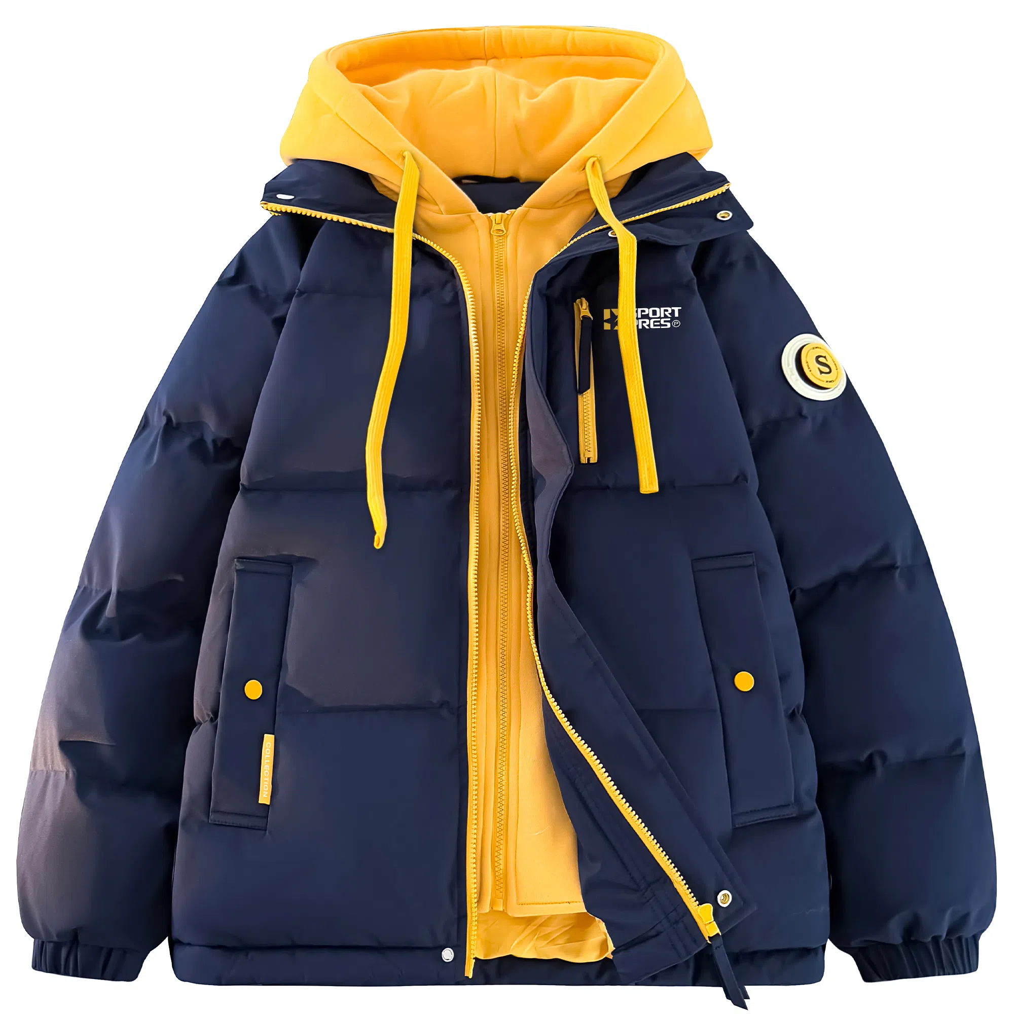 PRESSURE Basic Retro Hooded Puffer Jacket