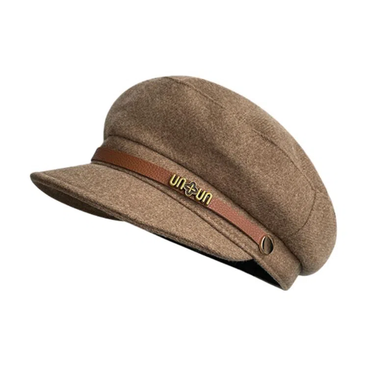 艾佳微 英伦风八角帽显脸小日系大头围百搭 毛呢 贝雷帽 男女同款情侣款