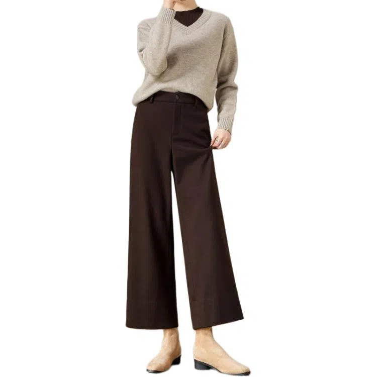 【dme】 智感保暖版本冬季通勤星空呢九分裤直筒包容腿型微弹舒适高腰简约设计宽松面料型时尚百搭口袋潮流趋势休闲裤 女款