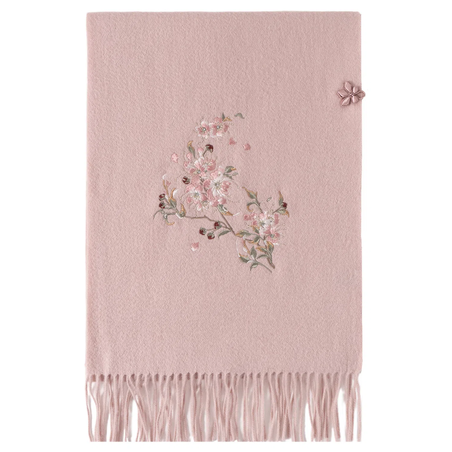 上海故事 刺绣珠绣盘精致柔软优雅扣两用 绵羊毛 绒线围巾 女款