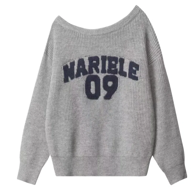 望莱仕 美式辣妹露斜肩慵懒长袖针织衫 女款