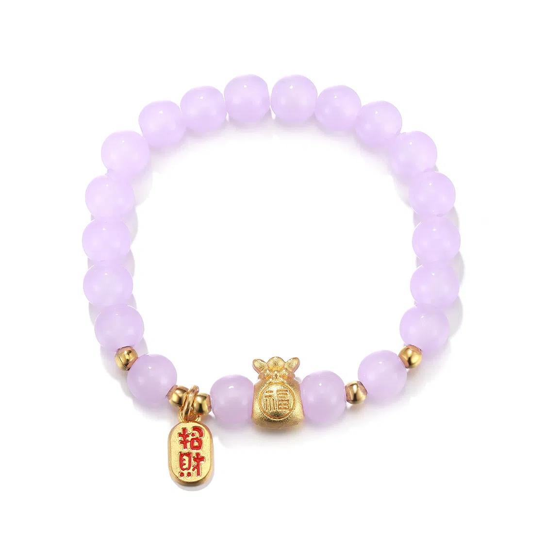 珂里 招财手饰小众手工串珠高级感百搭简约大气国潮复古饰品招财进宝 财运亨通 好运 琉璃 玉石手串 女款