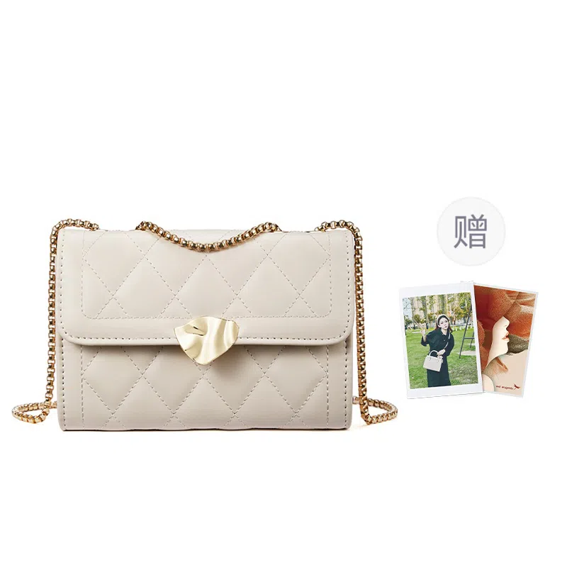 红蜻蜓 百搭少女包法式小香风通勤链条包时尚菱格包 聚氨酯拼合成革 单肩包腋下包手提包斜挎包 女款 黑色/米白色