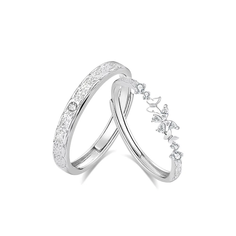 【S999足银 心动告白】 七七银饰 浪漫蝴蝶 莫比乌斯跳动的心钟爱久久 恋爱频率 轻奢时尚小众 好运 纯银 戒指 男女同款情侣款