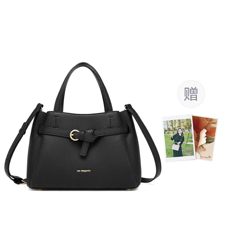 红蜻蜓 高级感小众潮流时尚百搭单肩斜挎包 合成革 手提包 常规 女款 黑色/卡其色
