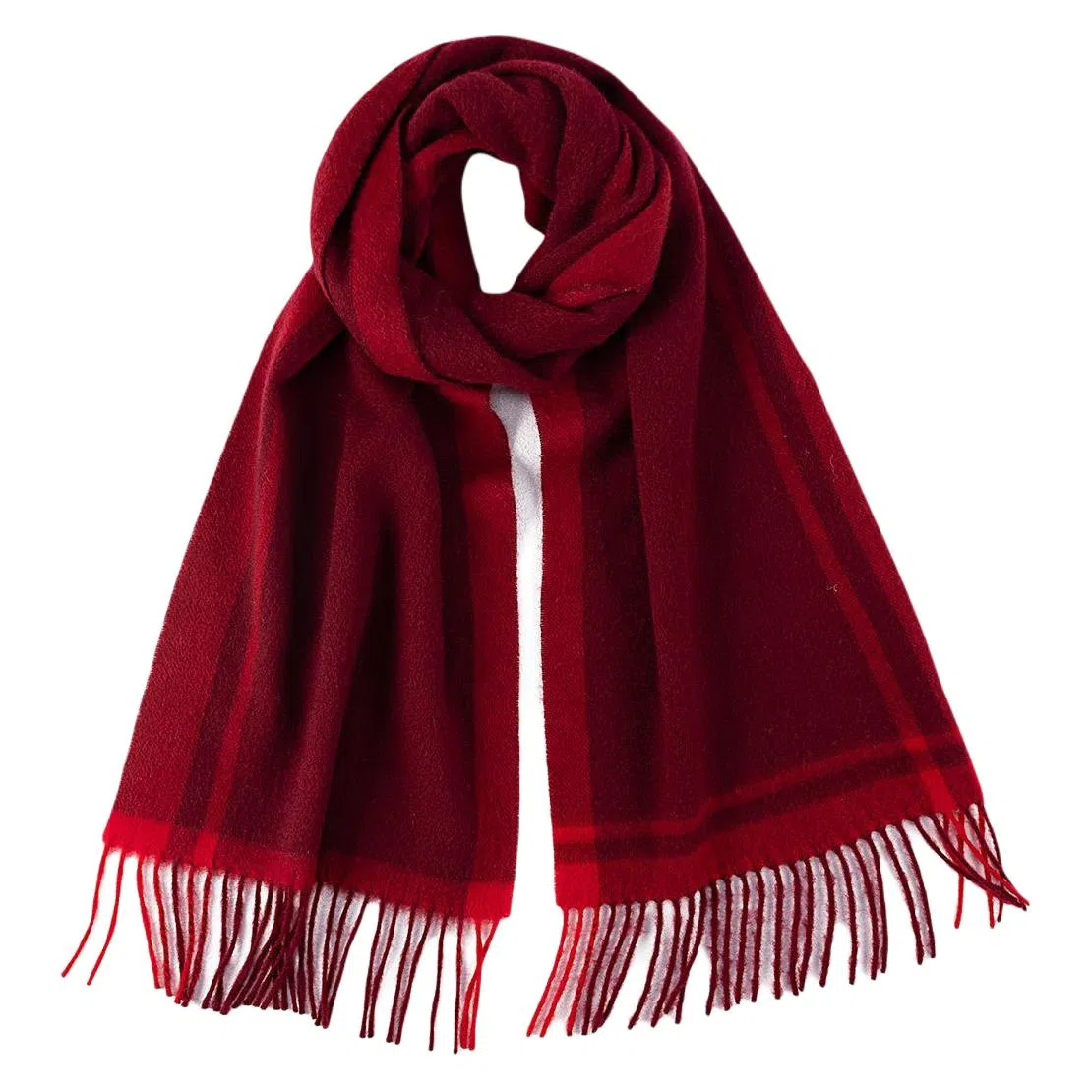 一米画纱 柔软触感经典格纹加厚保暖舒适格子条纹撞色流苏 山羊绒 绒线围巾 男女同款情侣款