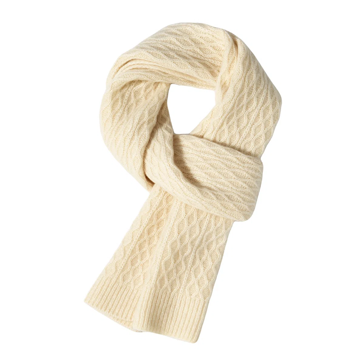 一米画纱 高品质水纹绞花柔软保暖外出小巧针织 时尚轻奢高级感 山羊绒 绒线围巾 男女同款情侣款