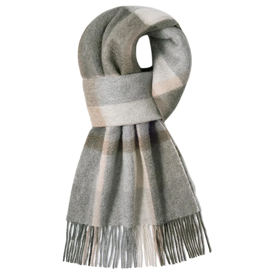 一米画纱 柔软触感经典格纹加厚保暖舒适格子条纹撞色流苏 山羊绒 绒线围巾 男女同款情侣款