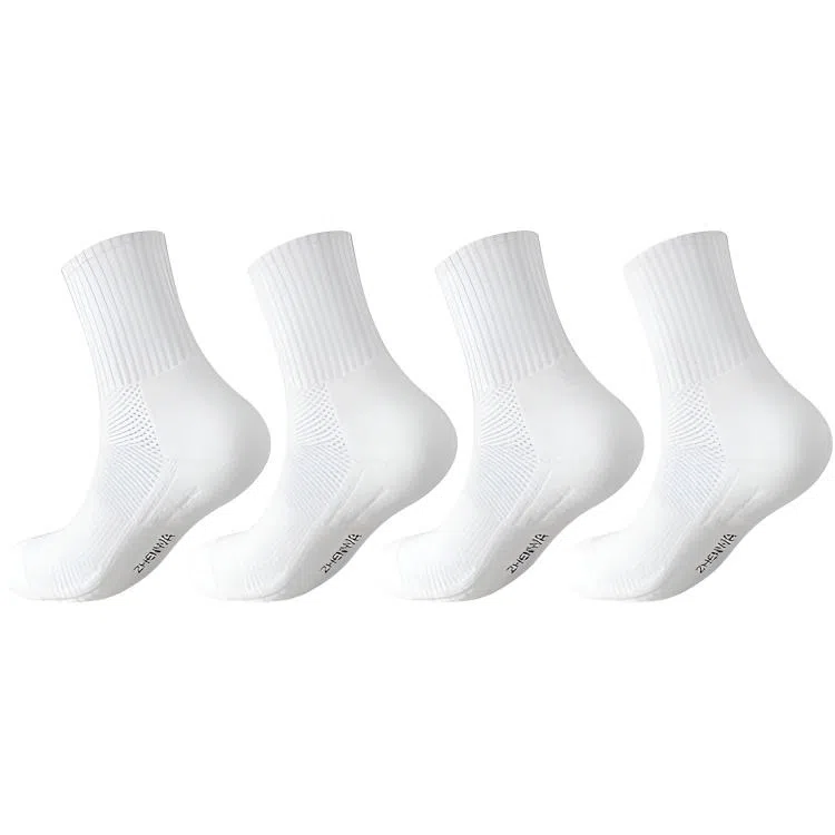 莫代尔 舒适透气吸汗防臭减震耐磨运动袜高弹不勒脚时尚简约休闲男款袜子男袜大码宽松抗造纯色百搭中筒袜 男女同款