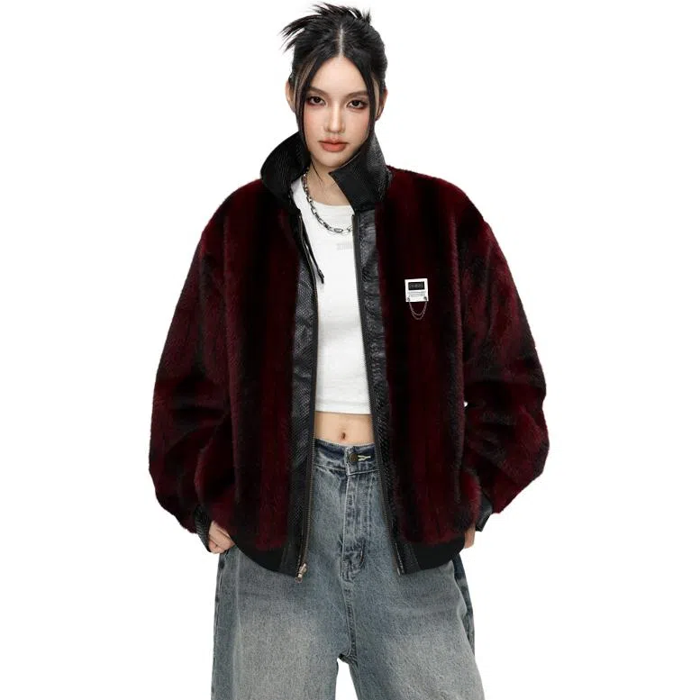 【派克服双面穿】布客行 狼纹绒感座山雕蟒纹拼皮仿水貂兔绒哈灵顿轻奢老钱高级硬挺重工美式复古高街机能美拉德防寒保暖棉服 男女同款