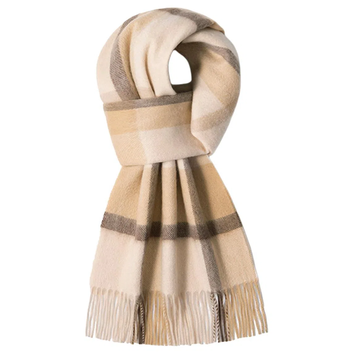 一米画纱 柔软触感经典格纹加厚保暖舒适格子条纹撞色流苏 山羊绒 绒线围巾 男女同款情侣款