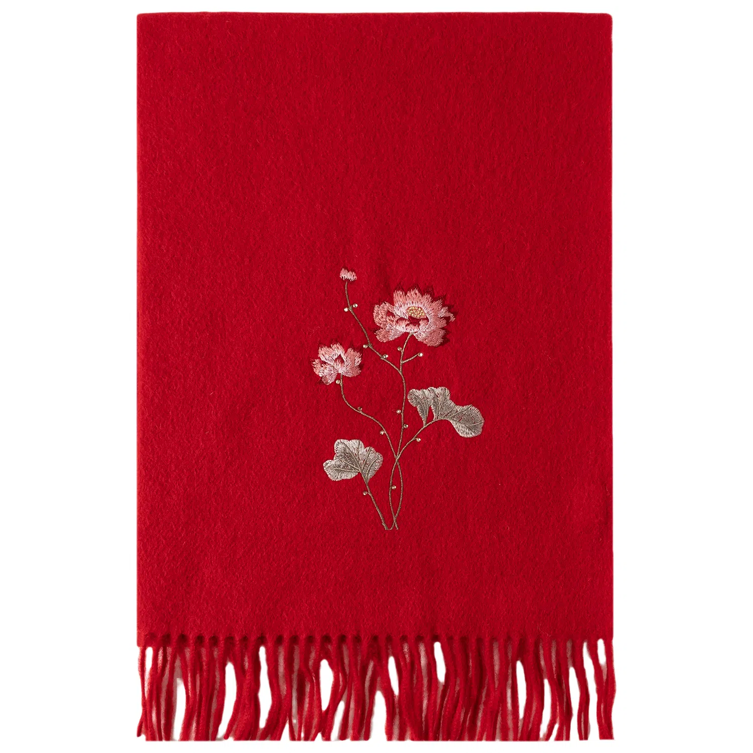 上海故事 花卉刺绣加厚保暖精致舒适优雅柔软 绵羊毛 绒线围巾 女款