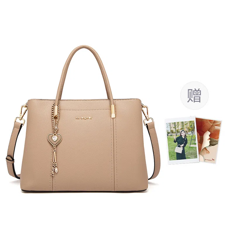 红蜻蜓 高端大气时尚潮流百搭通勤精致优雅结婚包喜庆单肩包 牛皮 斜挎手提包 女款 杏色/红色