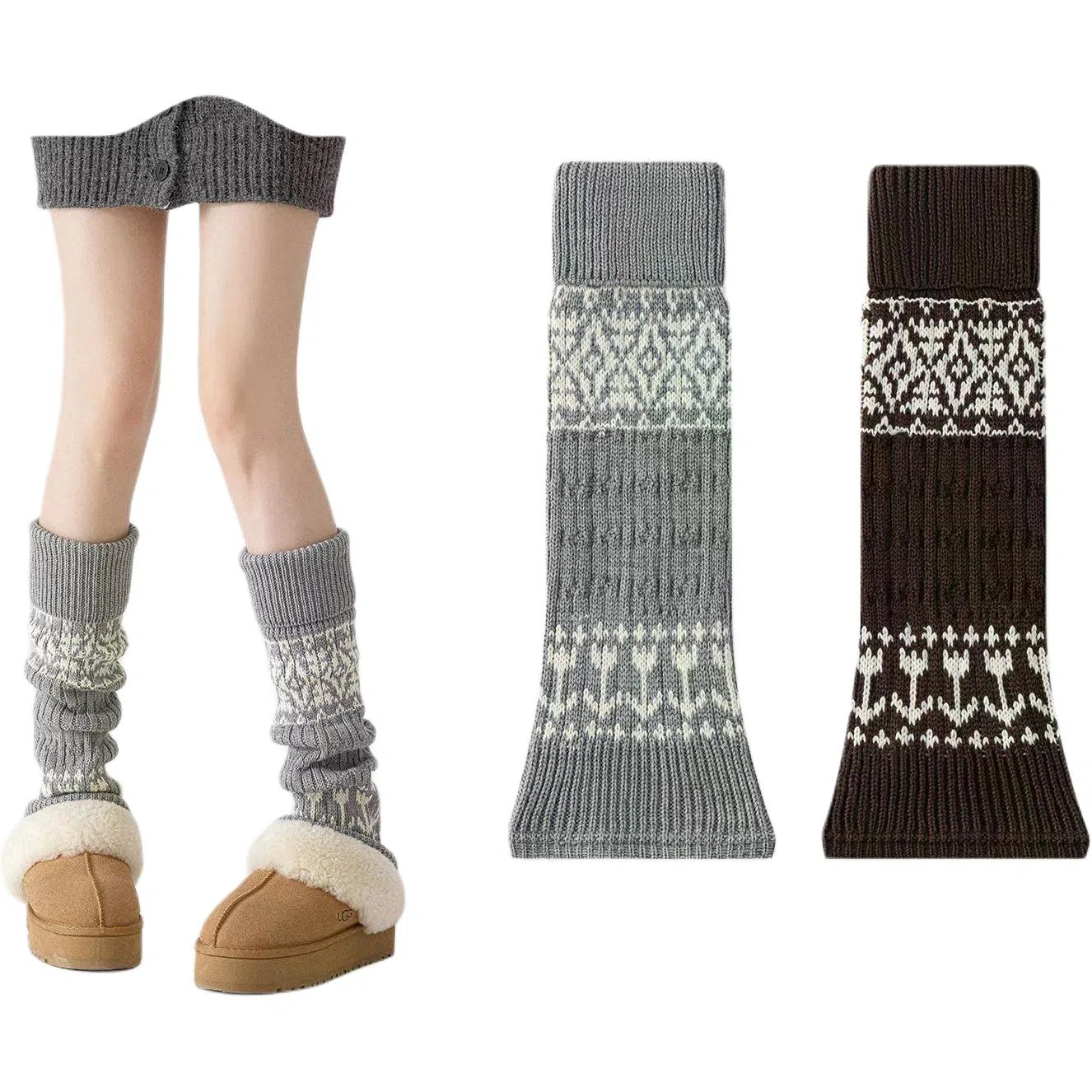 妮轻 羊毛加厚保暖菱形个性中筒袜 女款