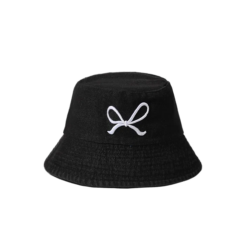 稻草人 日系时尚百搭蝴蝶显脸小 休闲简约文艺风 牛仔布 渔夫帽 女款