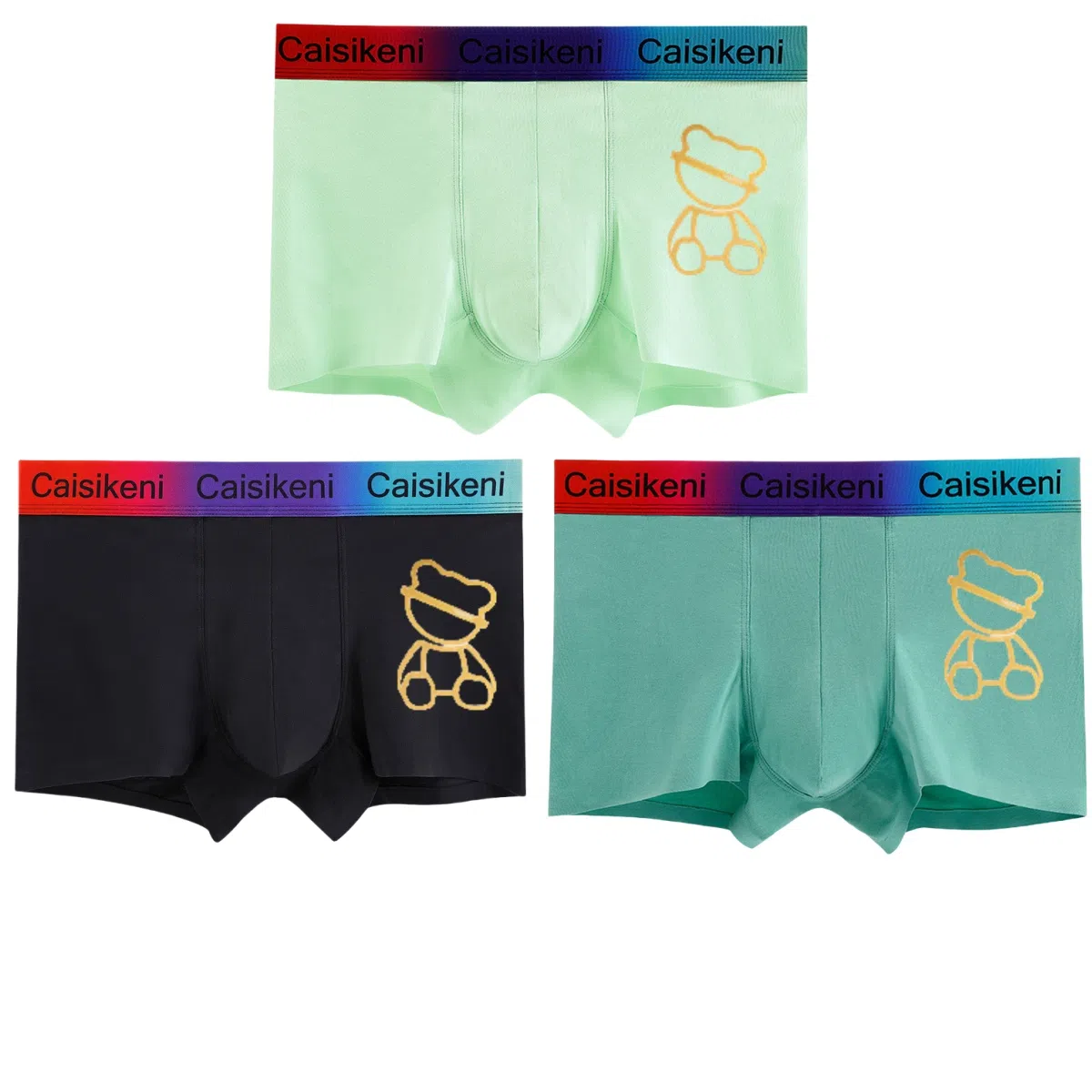 兰缪 纯棉透气渐变无痕舒适时尚多彩清新平角内裤 男款