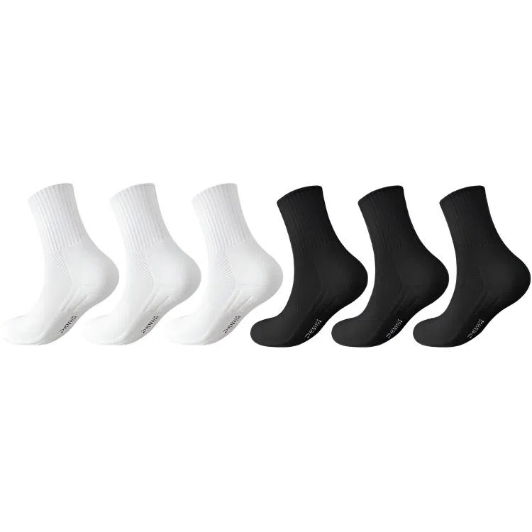 莫代尔 舒适透气吸汗防臭减震耐磨运动袜高弹不勒脚时尚简约休闲男款袜子男袜大码宽松抗造纯色百搭中筒袜 男女同款