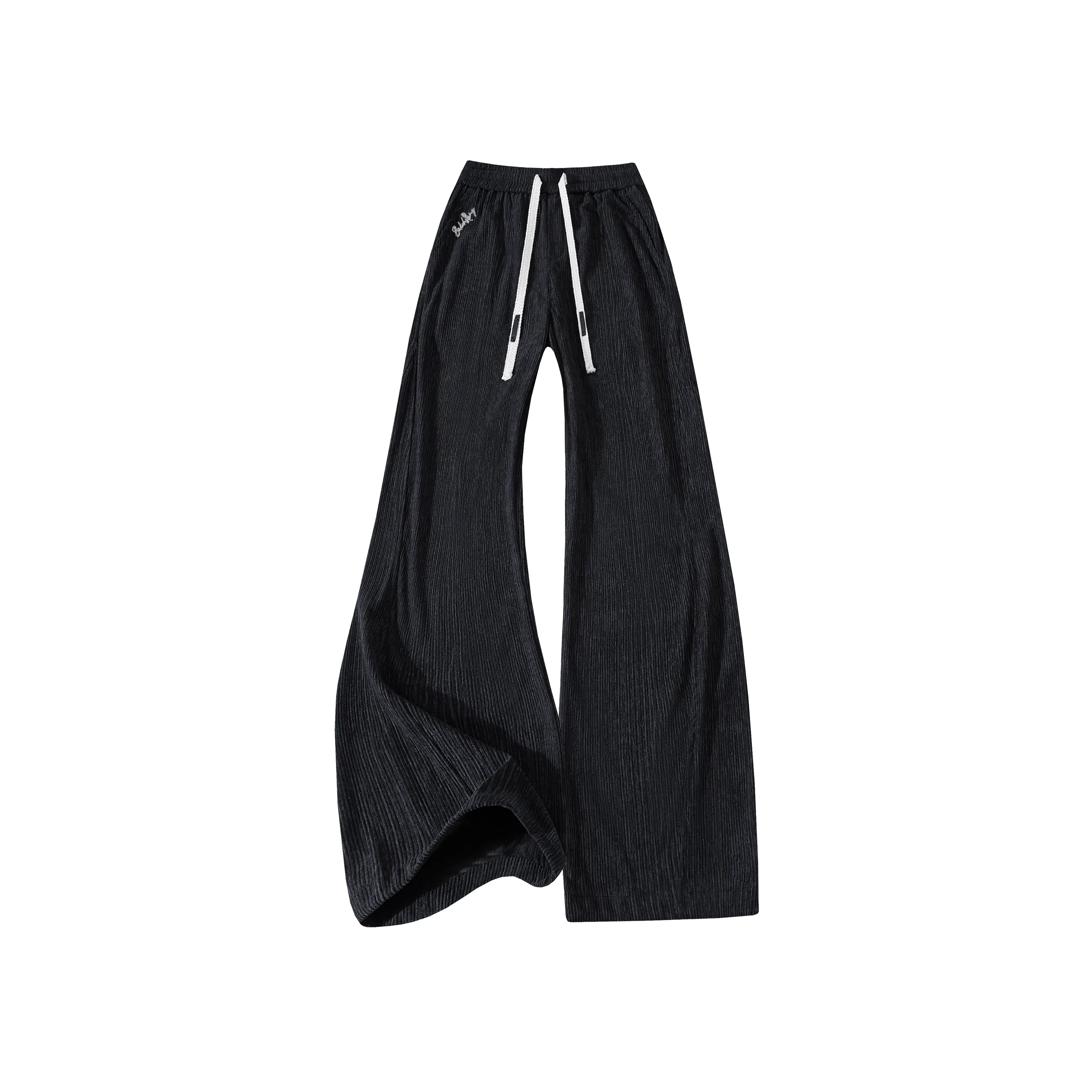 布客行 大码可穿束脚直筒可调节不规则明线褶皱拼接设计垂感抗皱免熨烫显高瘦腿长美式高街弯刀微喇休闲裤 男女同款