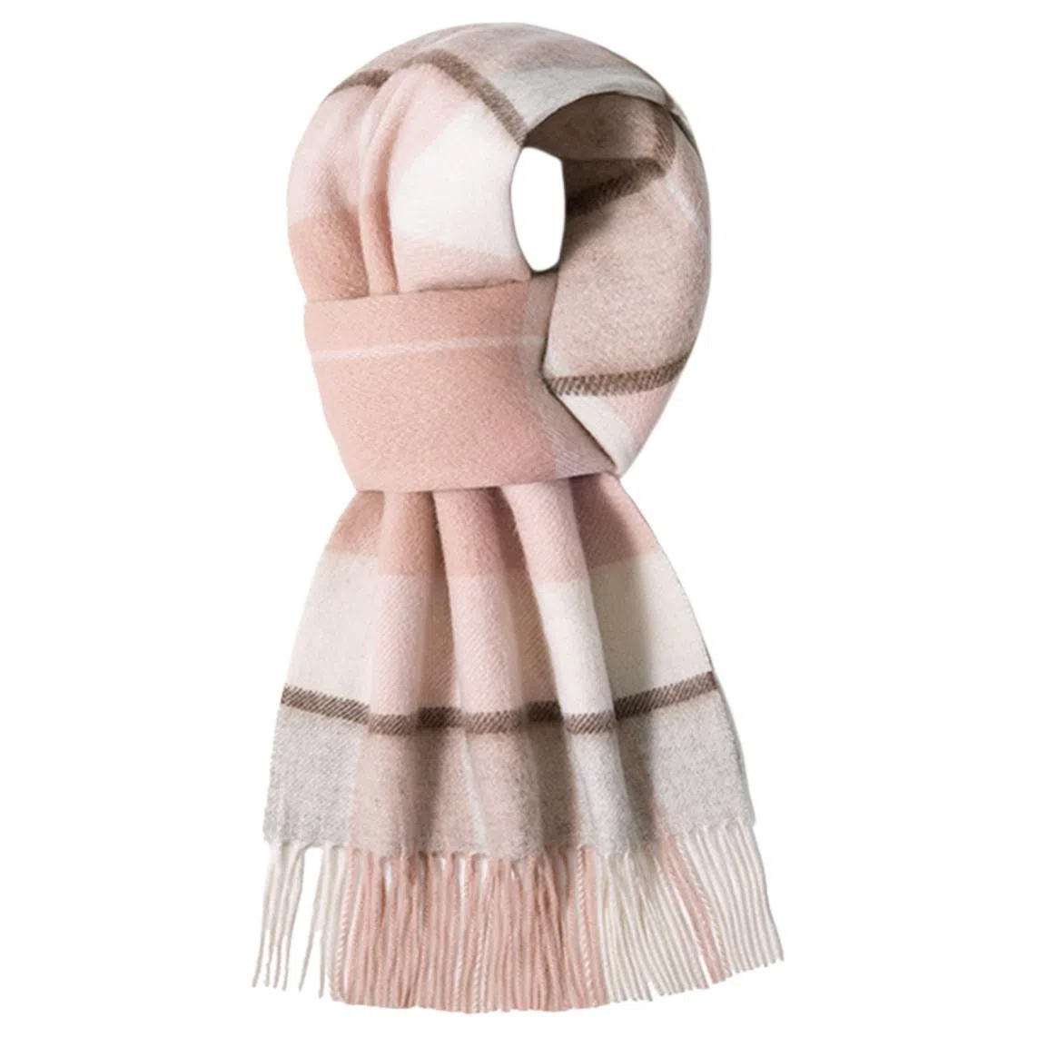 一米画纱 柔软触感经典格纹加厚保暖舒适格子条纹撞色流苏 山羊绒 绒线围巾 男女同款情侣款