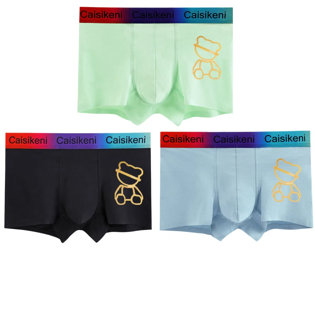 兰缪 纯棉透气渐变无痕舒适时尚多彩清新平角内裤 男款