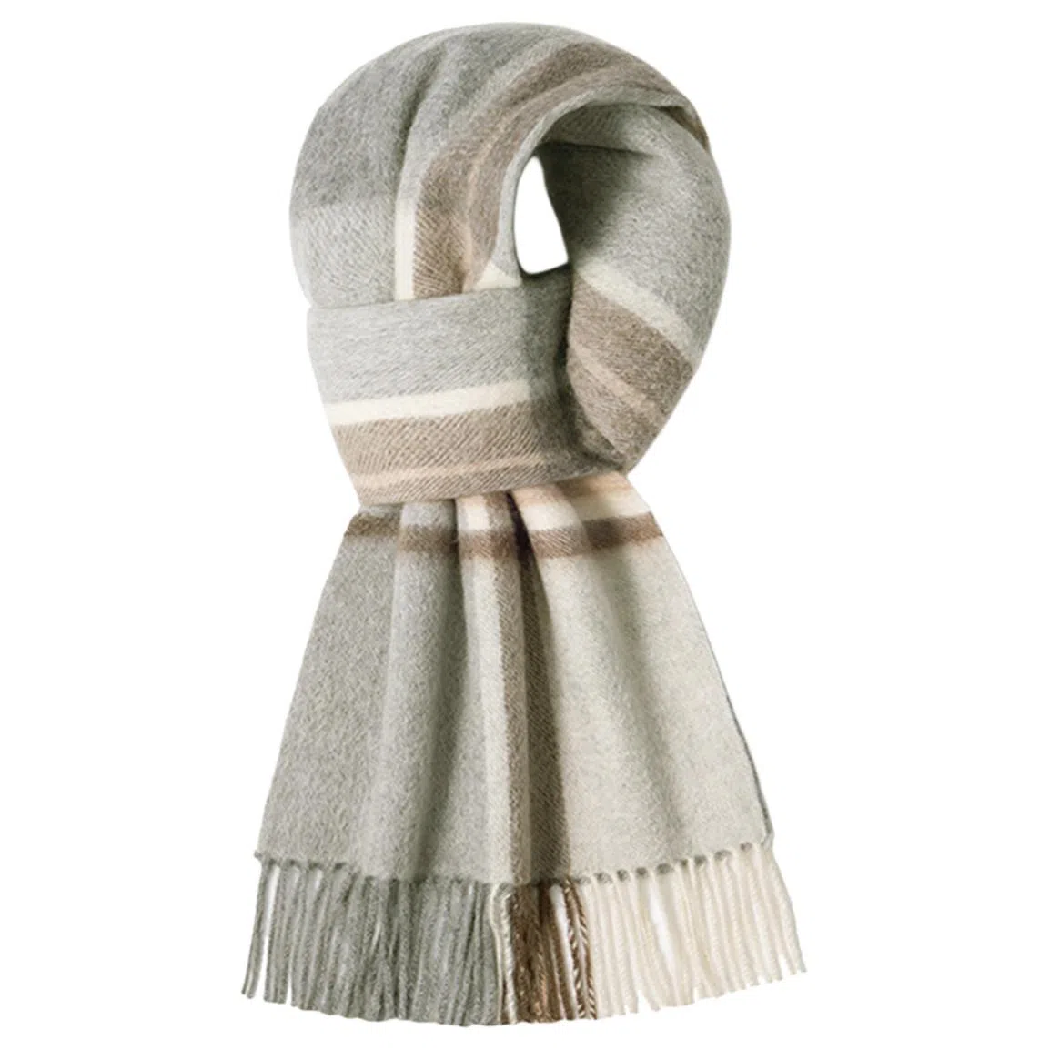 一米画纱 柔软触感经典格纹加厚保暖舒适格子条纹撞色流苏 山羊绒 绒线围巾 男女同款情侣款