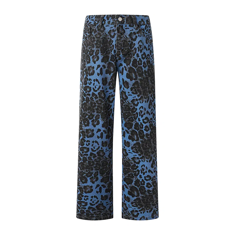 AiLoT Vintage Leopard Denim Pants