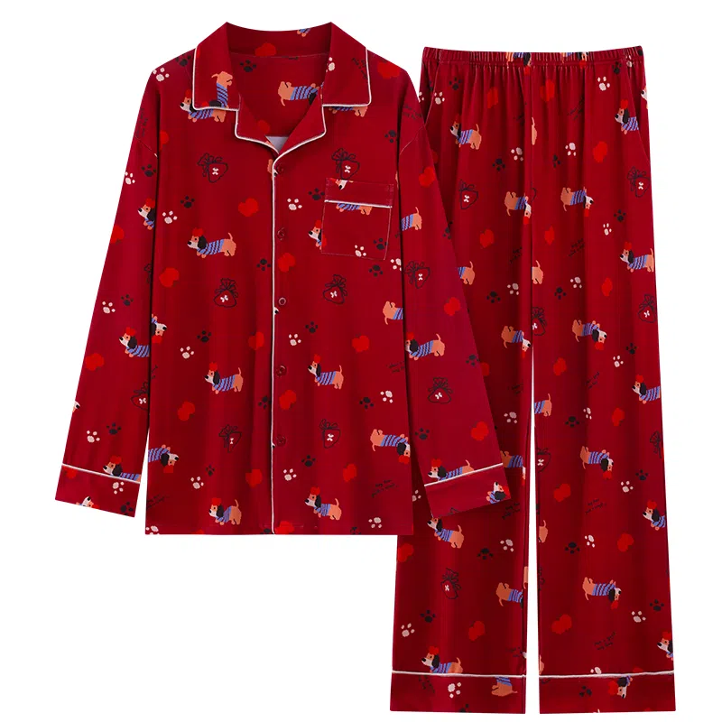 莫代尔 时尚百搭舒适柔软亲肤细腻长袖长裤家居服可外穿睡衣套装 男女同款