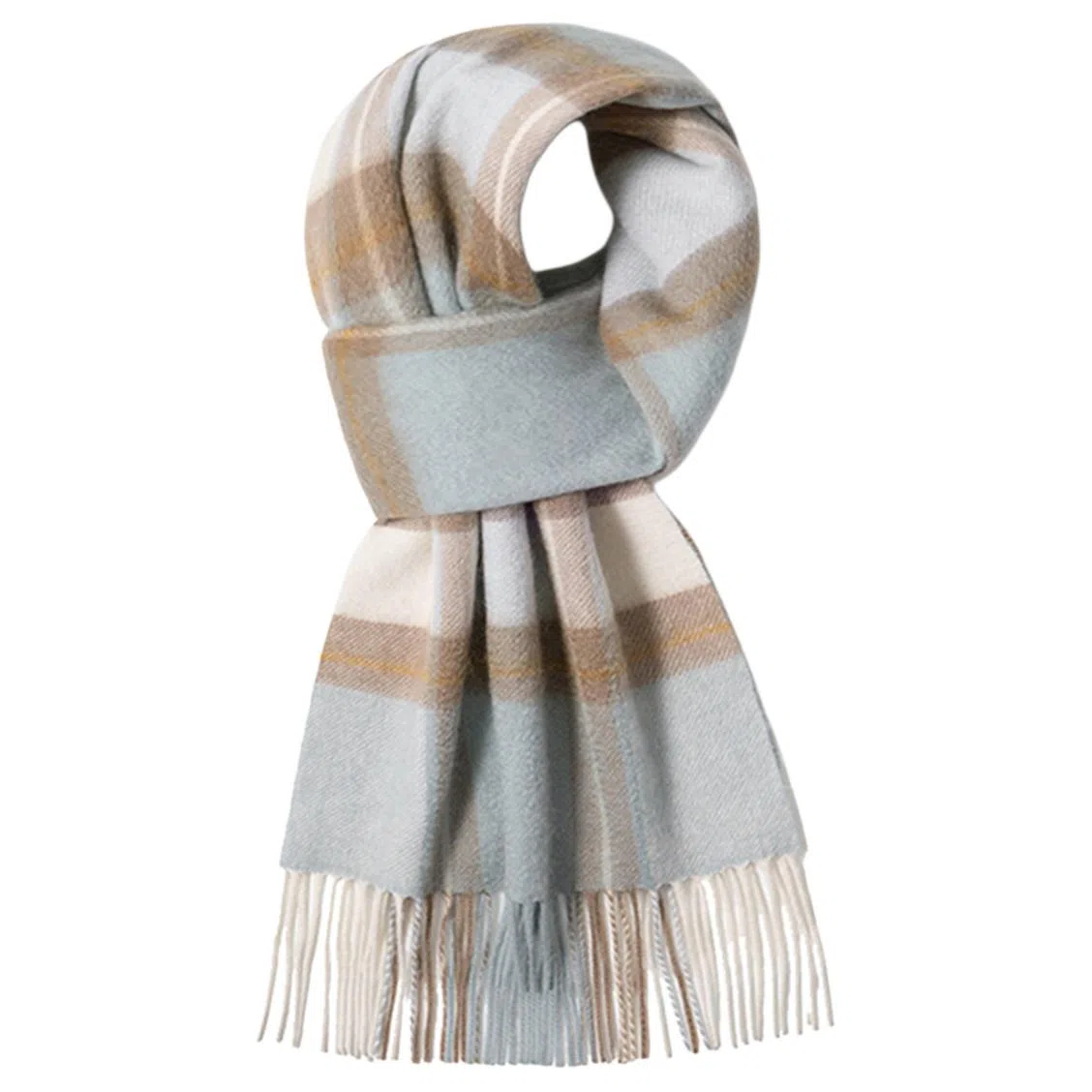 一米画纱 柔软触感经典格纹加厚保暖舒适格子条纹撞色流苏 山羊绒 绒线围巾 男女同款情侣款