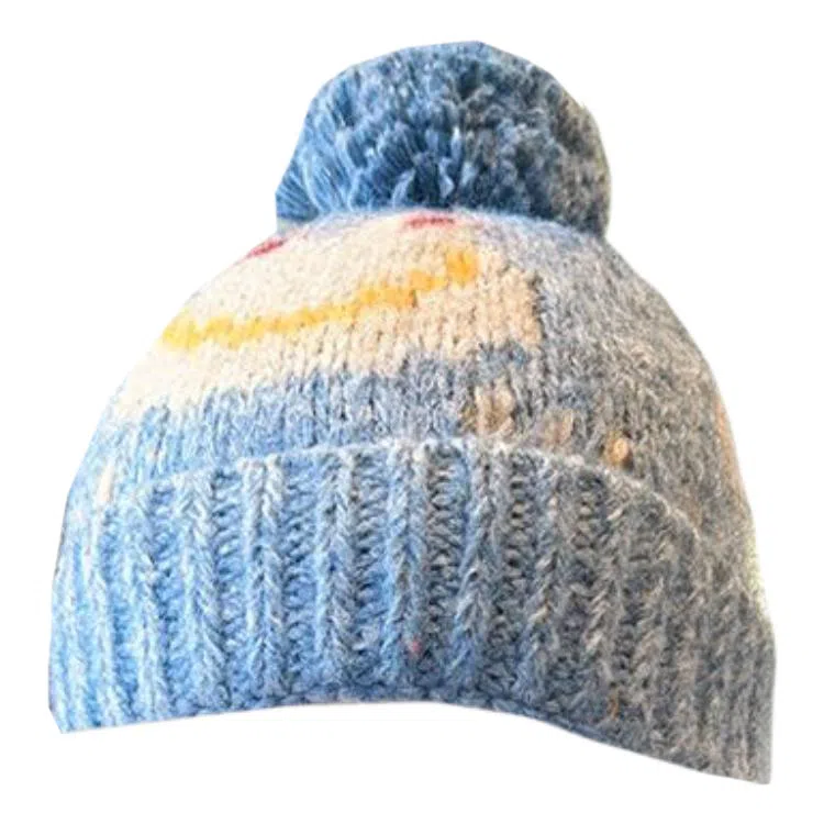 艾佳微 可爱钩花搞怪有趣保暖百搭加厚显白套头针织帽 腈纶 绒线帽 男女同款情侣款