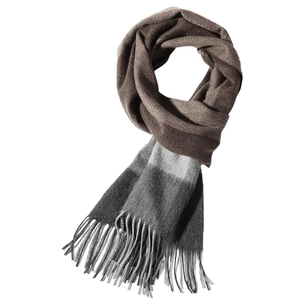 一米画纱 柔软触感经典格纹加厚保暖舒适格子条纹撞色流苏 山羊绒 绒线围巾 男女同款情侣款