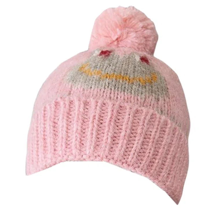 艾佳微 可爱钩花搞怪有趣保暖百搭加厚显白套头针织帽 腈纶 绒线帽 男女同款情侣款