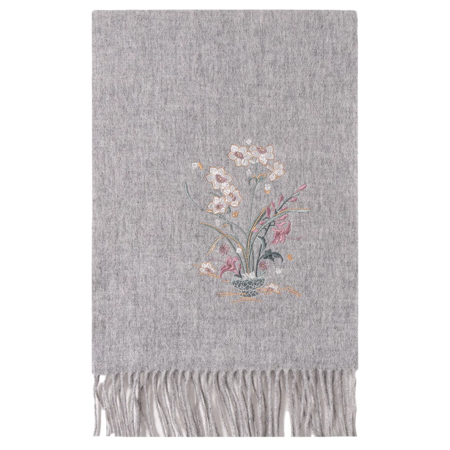 上海故事 花卉刺绣加厚保暖精致舒适优雅柔软 绵羊毛 绒线围巾 女款