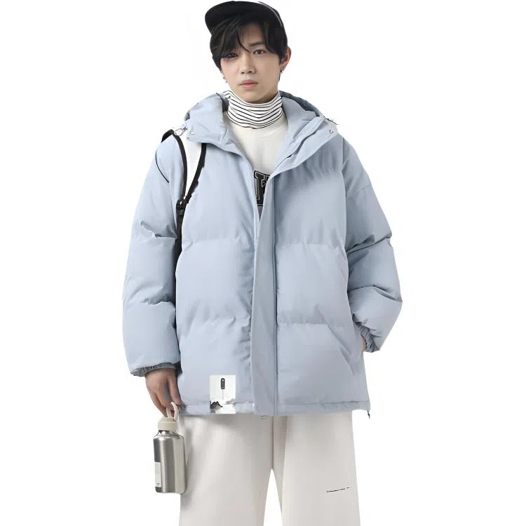 布客行 【秋冬季美式潮流高街拉链门襟纯色连帽】日常出行通勤休闲舒适简约百搭防风防寒保暖户外山系亲肤面包服棉服 男女同款
